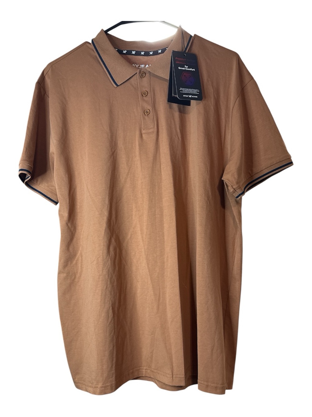 Men's Short-Sleeve Polo in Camel with Contrast Trim